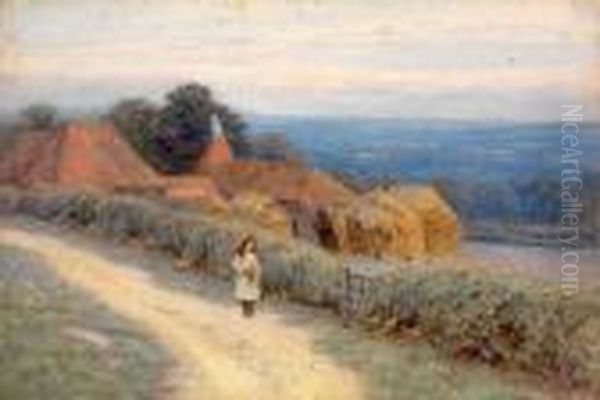 Paysage Avec Jeune Fille Au Bouquet De Fleurs - view 1