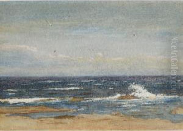 A Seascape With Waves Crashing On A Rock - view 1