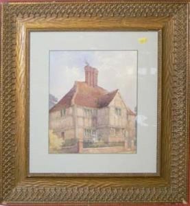 A Country House With Figures, Bears Signature