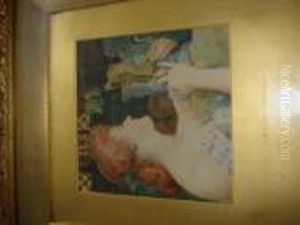 Young Woman Viewing A Curio by Sir Lawrence Alma-Tadema