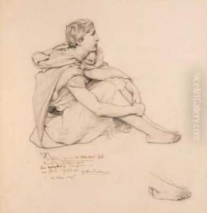 A Young Man Seated, Seen In Profile by Sir Lawrence Alma-Tadema