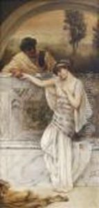 Alma-tadema, A Courtingcouple On A Terrace by Sir Lawrence Alma-Tadema