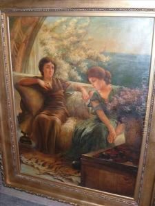 Twoclassical Women Seated On A Terrace by Sir Lawrence Alma-Tadema