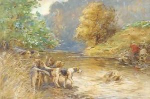 Mr W. Thompson's otter hounds on the Esk
