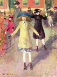 Children Roller Skating by William Glackens