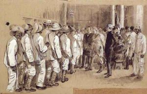 General Lecret and Colonel Figuretti Inspecting Cuban Recruits at Cuban Headquarters