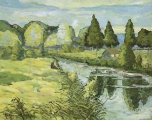 Pecheur Au Bord Du Canal