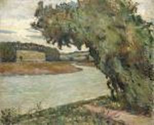 On The Riverbank At Dusk by Alexander Altmann