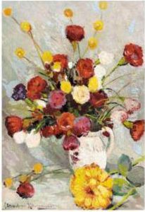 Flower Arrangement In A Ceramic Jug by Alexander Altmann
