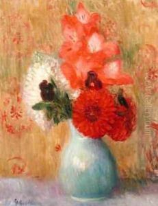 Floral Arrangement in Green Vase by William Glackens