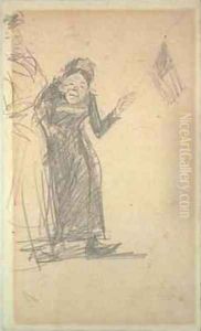 Woman Waving Flag by William Glackens