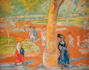 Park Woman in Blue under a Tree Park Woman in Blue under a Tree
