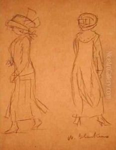 Two Women Walking Away from Each Other by William Glackens