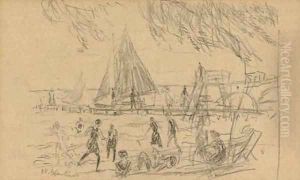 Bathers and Sailboat by William Glackens