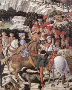 Procession of the Oldest King (detail 1) 1459-60 by Benozzo di Lese di Sandro Gozzoli