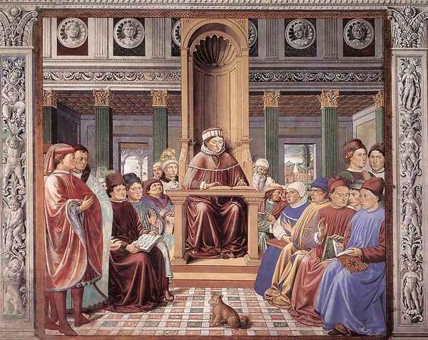 St Augustine Teaching in Rome (scene 6, south wall) 1464-65 - view 1
