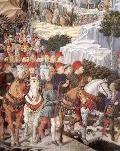 Procession of the Youngest King (detail 1) 1459-60 by Benozzo di Lese di Sandro Gozzoli