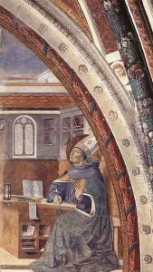 St Augustine's Vision of St Jerome (scene 16, east wall) 1464-65 by Benozzo di Lese di Sandro Gozzoli