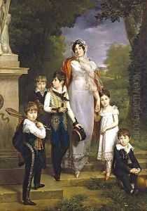 Portrait of Marechale Lannes, Duchesse de Montebello with Her Children 1814 by Marguerite Gerard