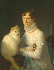 A lady with her cat by Marguerite Gerard