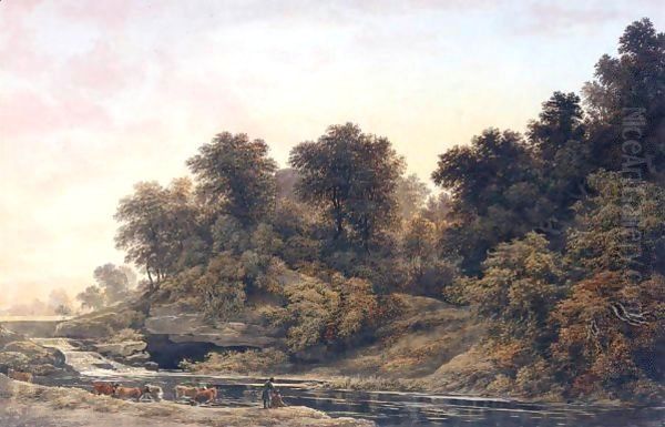 Cattle Watering At Dusk - view 1