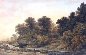 Cattle Watering At Dusk by John Glover