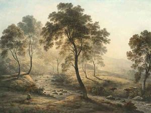 An inn near Loch Katrine, in the Trossachs, Stirling by John Glover