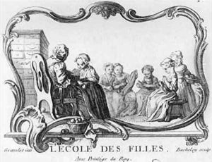 Girls school the sewing class by Hubert-Francois Gravelot