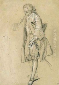 A courtier leaning forward and a faint study of another figure by Hubert-Francois Gravelot