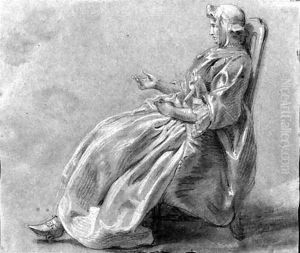 A seated woman in profile to the left by Hubert-Francois Gravelot