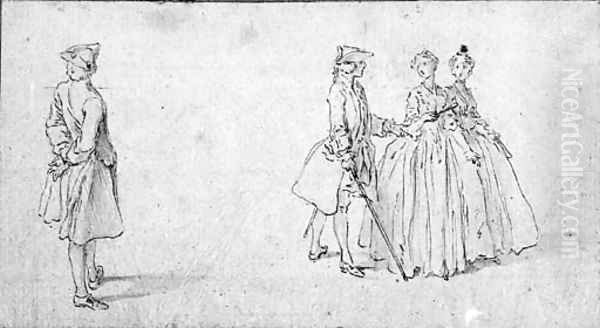 A Gentleman Standing By A Two Ladies And A Gentleman - view 1