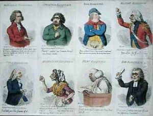 8 vignettes depicting eloquence by James Gillray