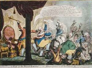 A Kick at the Broad bottoms by James Gillray