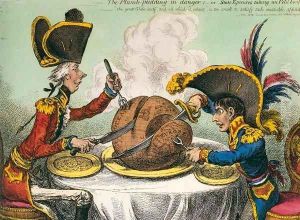 The Plum-Pudding in Danger by James Gillray