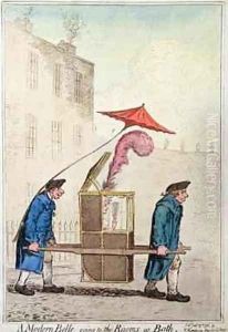 A Modern Belle going to the Rooms at Bath by James Gillray