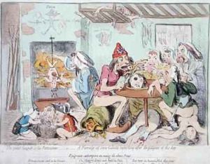 Un Petit Souper a la Parisienne or A Family of Sans Culottes Refreshing after the Fatigues of the Day by James Gillray