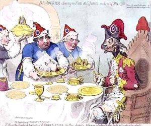 Dumourier dining in State at St Jamess on the 15th May 1793 by James Gillray