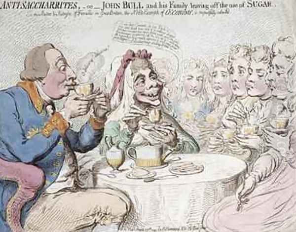 Anti Saccharites or John Bull and his Family leaving off the use of Sugar by James Gillray