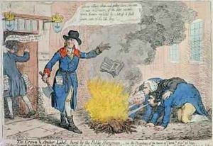 The Crown and Anchor Libel burnt by the Public Hangman by James Gillray