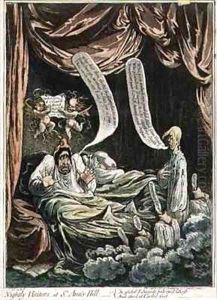 Nightly Visitors at St Anns Hill In Glided Edwards Pale Eyed Ghost And Stood at Carlos Feet by James Gillray