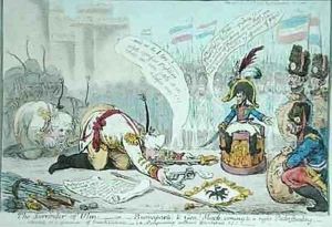 The Surrender of Ulm or Buonaparte and General Mack coming to a right Understanding by James Gillray