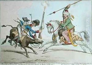 Tirailleur Francais et Chevau Leger de lArmee du Pacha de Rhodes or The Evolutions of French Mounted Riflemen by James Gillray