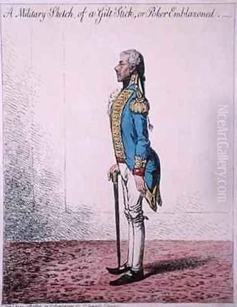 A Military Sketch of a Gilt Stick or a Poker Emblazoned - view 1