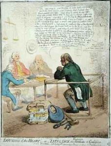 Effusions of the Heart or Lying Jack the Blacksmith at Confession by James Gillray