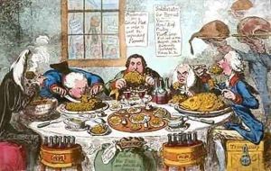 Substitutes for Bread or Right Honourables Saving the Loaves and Dividing the Fishes by James Gillray