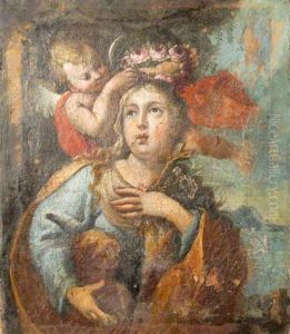 Mary Magdalene With Cherub by Jacopo (Giacomo) Amigoni