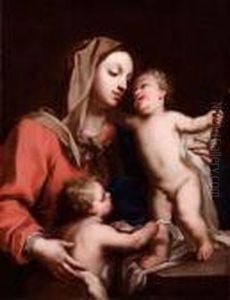 Madonna Col Bimbo E San Giovannino by Jacopo (Giacomo) Amigoni