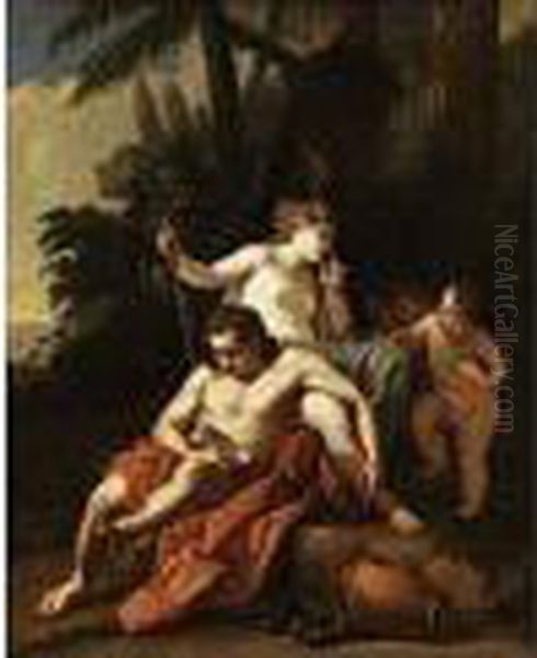 Der Schlafende Bacchus Mit Einer Nymphe Und Zwei Putten - view 1