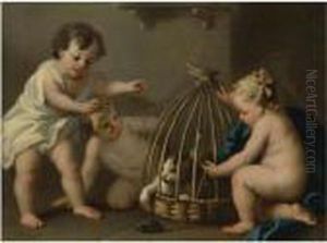 Putti Playing With A Cat