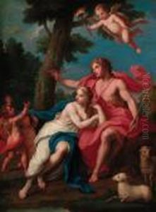 Angelica And Medoro by Jacopo (Giacomo) Amigoni